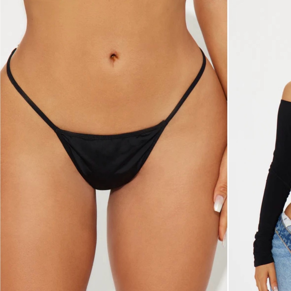 Lick Me Charm Back Thong Panty - Black ***It says “Lick Ne” instead of Me*** - Picture 2 of 4